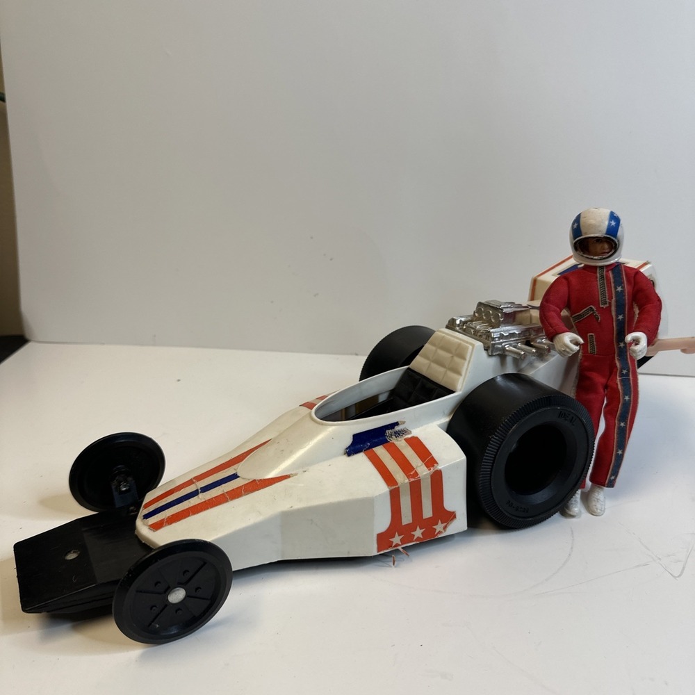 Vintage Ideal 1974 Evel Knievel Formula 1 Dragster And Figure